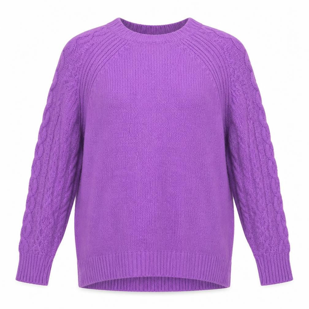 Topshop Women’s Purple S Cable Knit Crew Neck Raglan Jumper