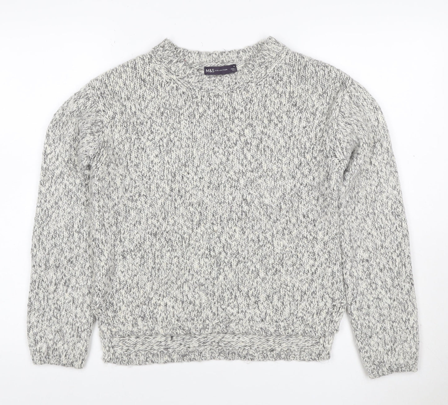 Marks & Spencer Women Grey M Chunky Knit Raglan Pullover Jumper