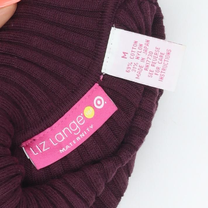 Liz Lange Maternity Women Brown M Rib Knit Roll Neck Jumper