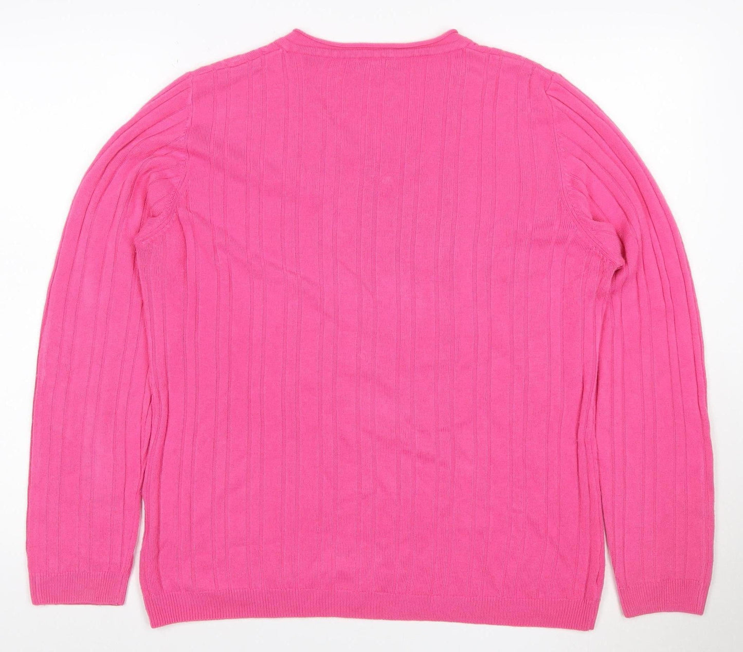 Paramour Women’s Pink XL Cable-Knit V-Neck Long Sleeve Jumper