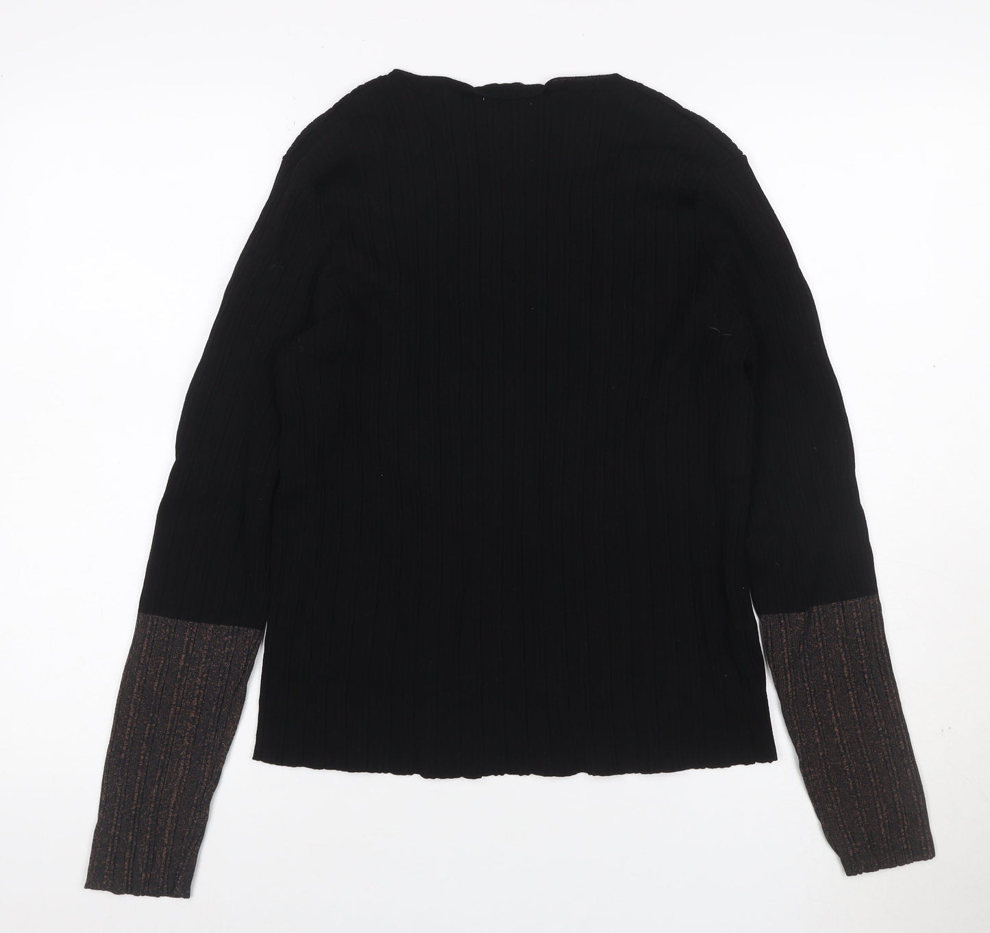 MNG Women Black S Rib Knit Crew Neck Slim Fit Jumper