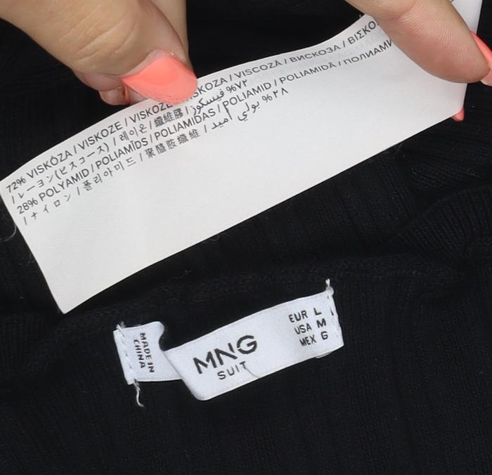 MNG Women Black S Rib Knit Crew Neck Slim Fit Jumper