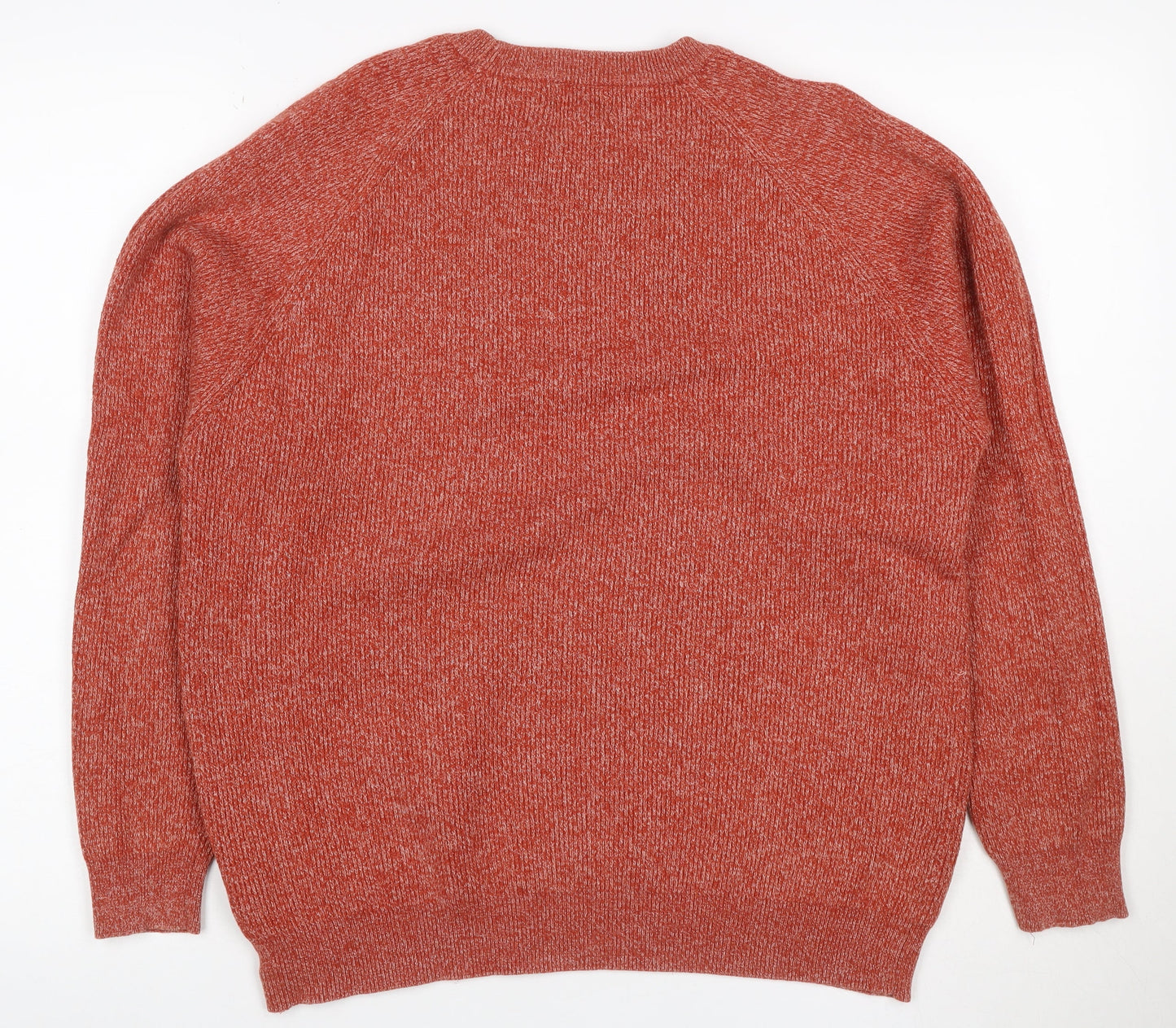 Next Men’s Orange Marl Cotton Blend Crew Neck Pullover Jumper L