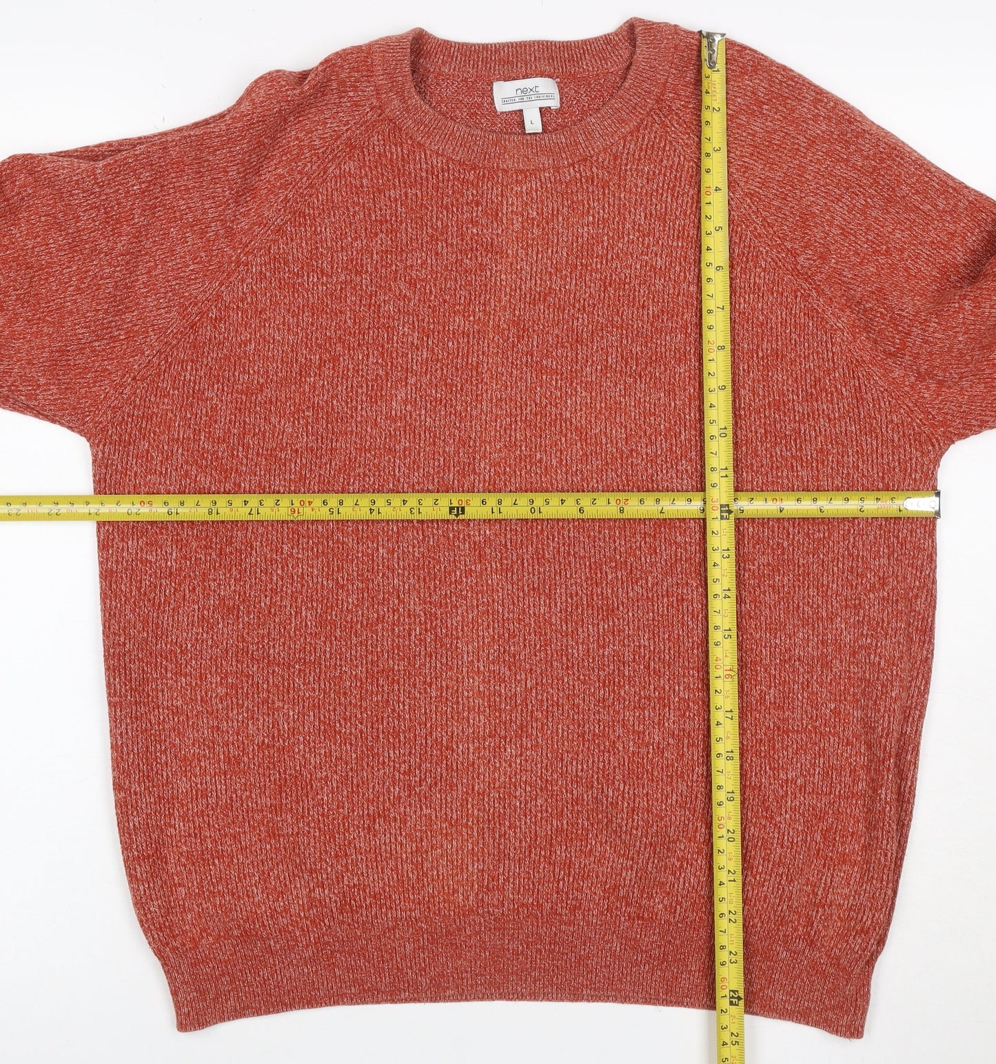 Next Men’s Orange Marl Cotton Blend Crew Neck Pullover Jumper L