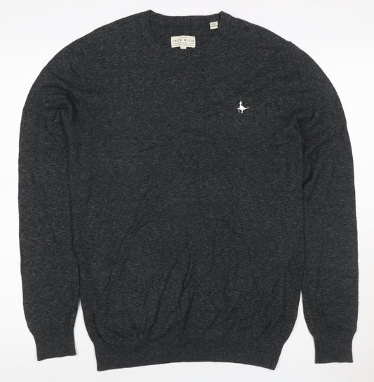 Jack Wills Men’s Grey Cotton Crew Neck Logo Pullover Jumper Size S