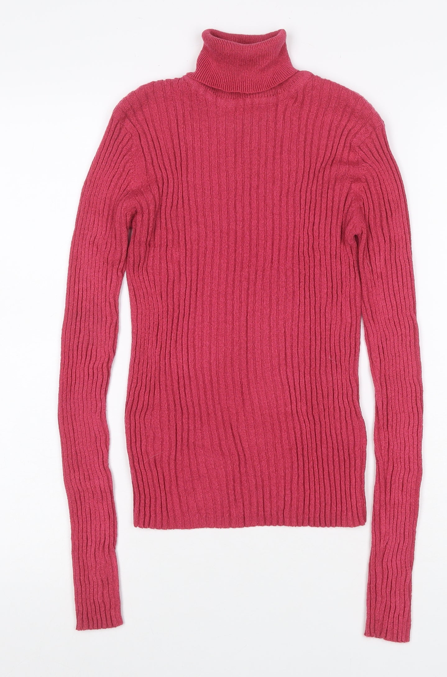 Classique Collections Women’s Pink S Ribbed Roll Neck Jumper