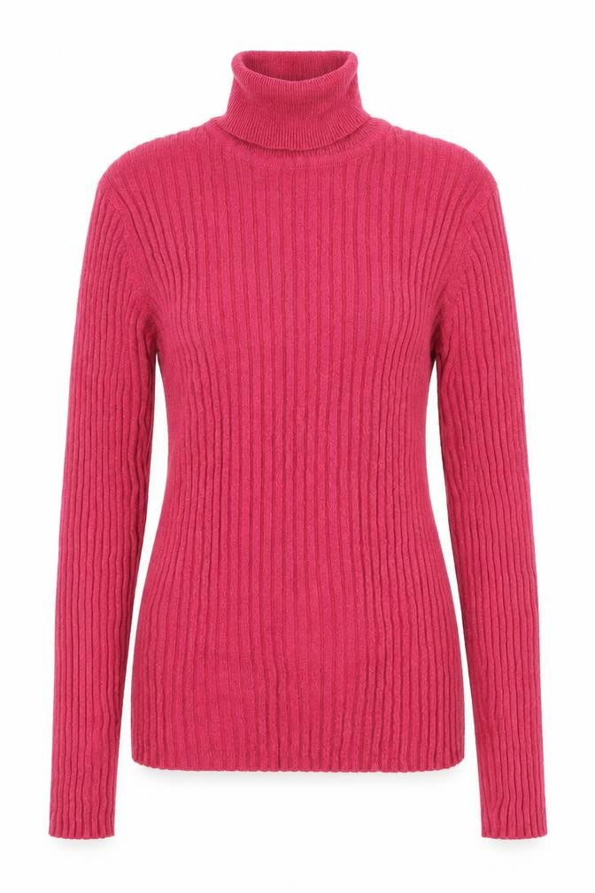 Classique Collections Women’s Pink S Ribbed Roll Neck Jumper