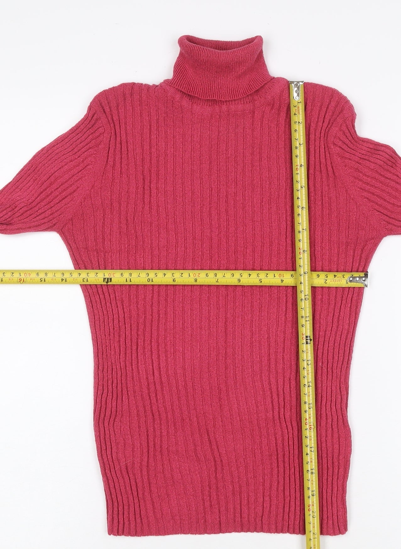Classique Collections Women’s Pink S Ribbed Roll Neck Jumper