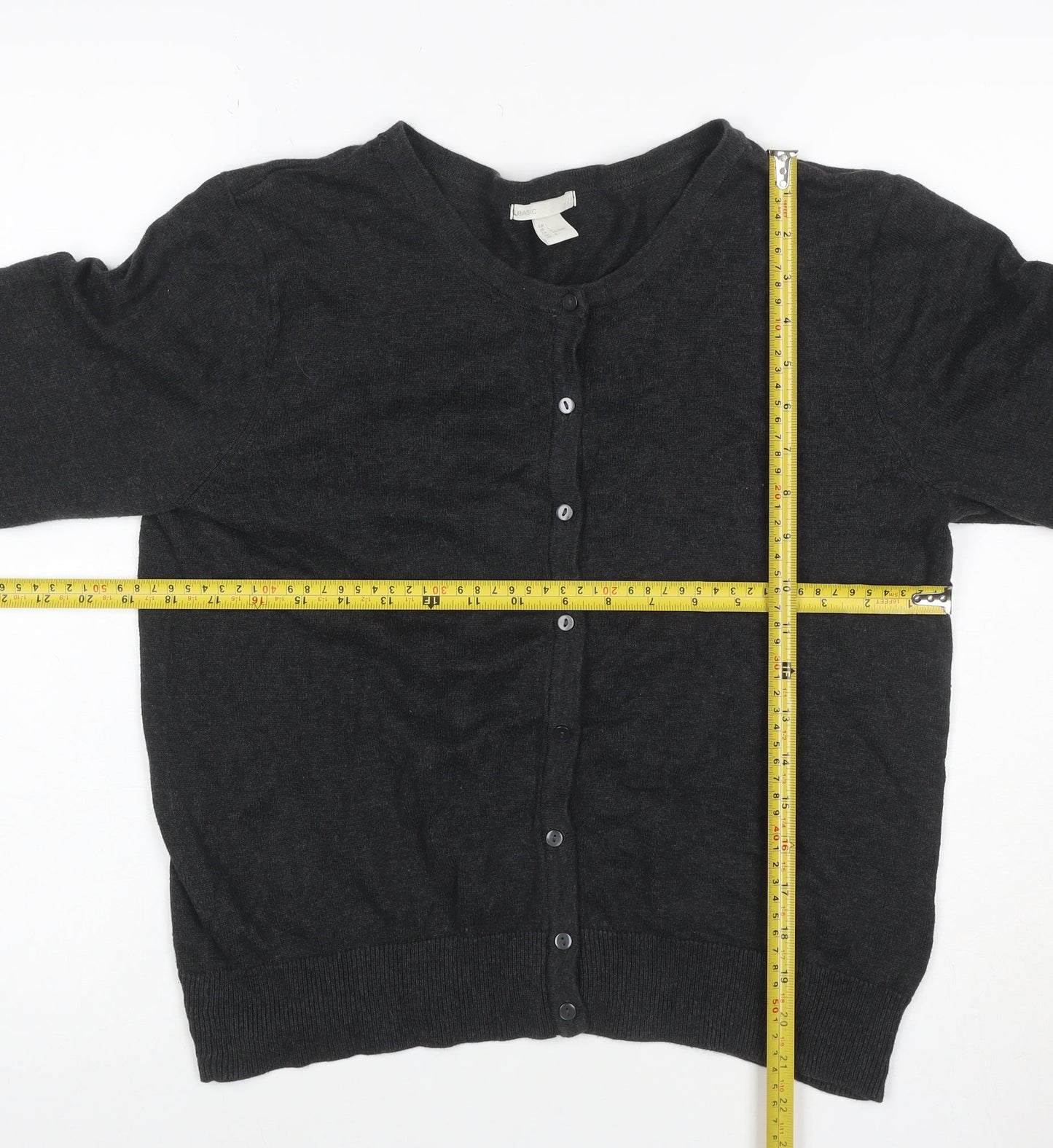 H&M Basic Women’s Black L Viscose Blend Button Knit Cardigan