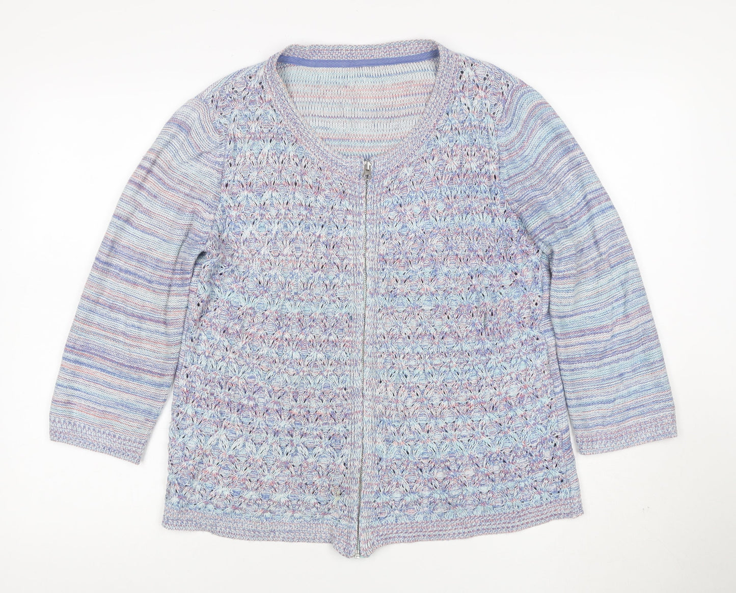 Marks and Spencer Women Blue UK 14 Full Zip Cable Cardigan