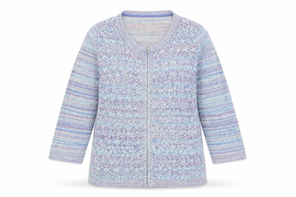 Marks & Spencer Women Blue UK 14 Full Zip Cable Cardigan
