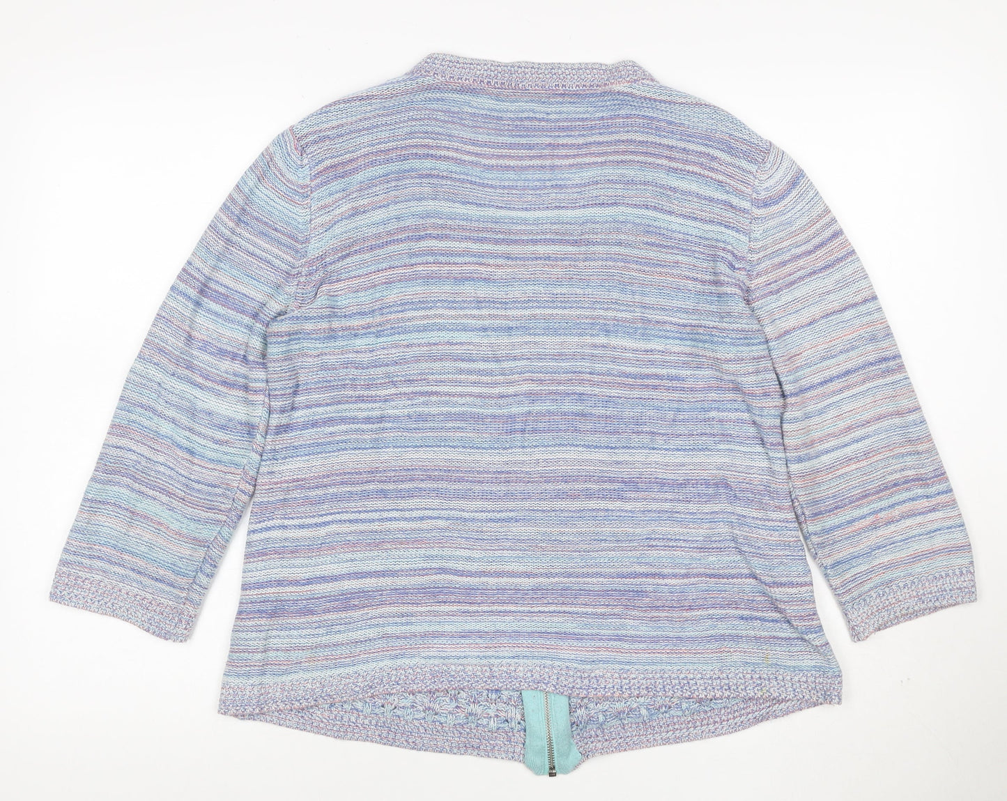 Marks and Spencer Women Blue UK 14 Full Zip Cable Cardigan