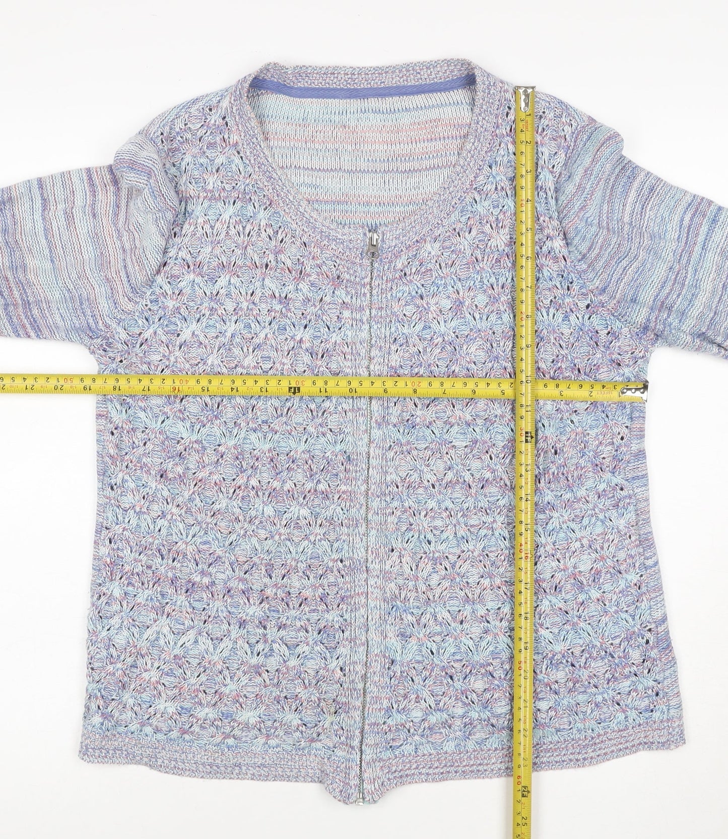 Marks and Spencer Women Blue UK 14 Full Zip Cable Cardigan