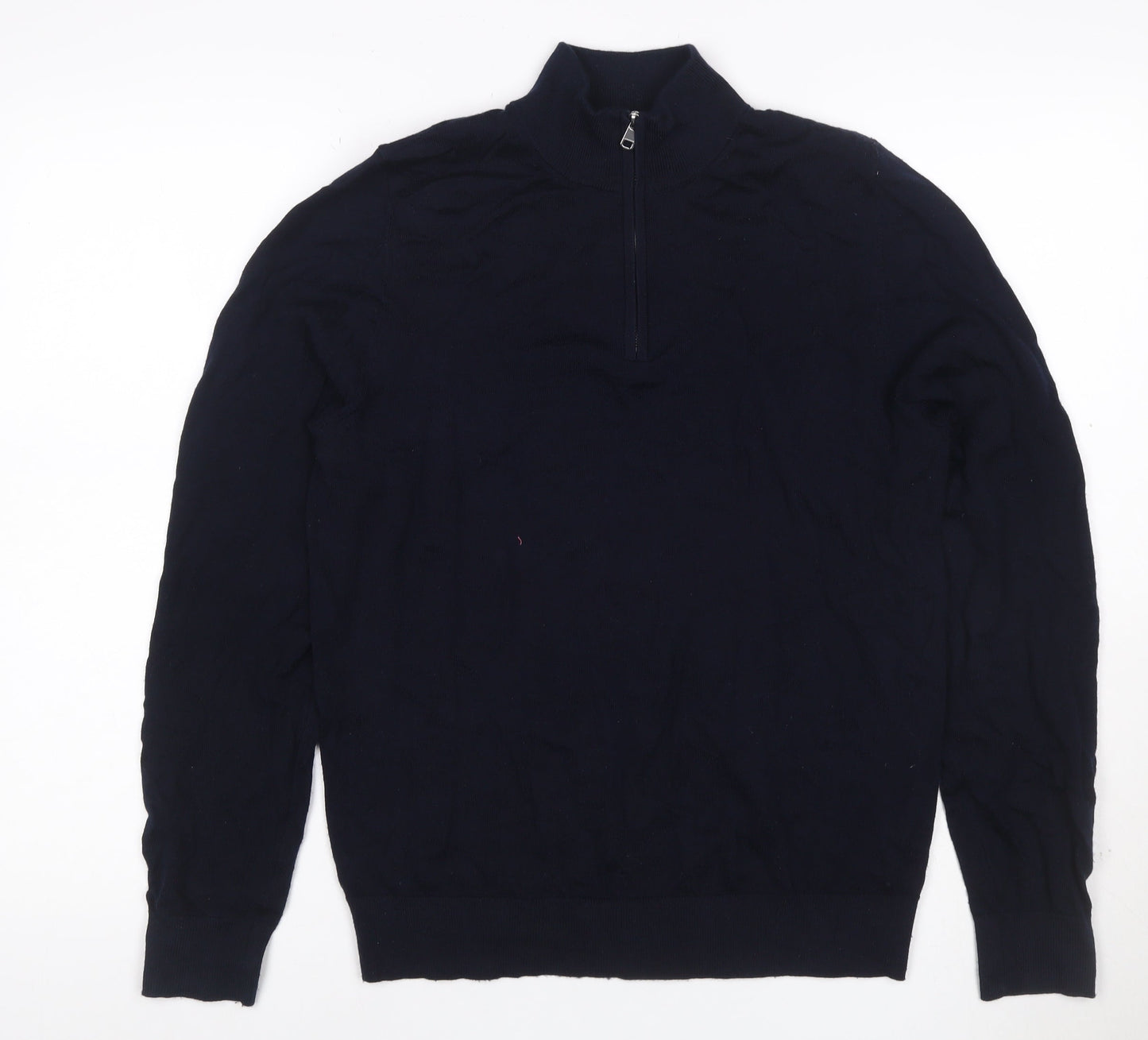 Autograph Men’s Black S Merino Wool 1/4 Zip High Neck Jumper