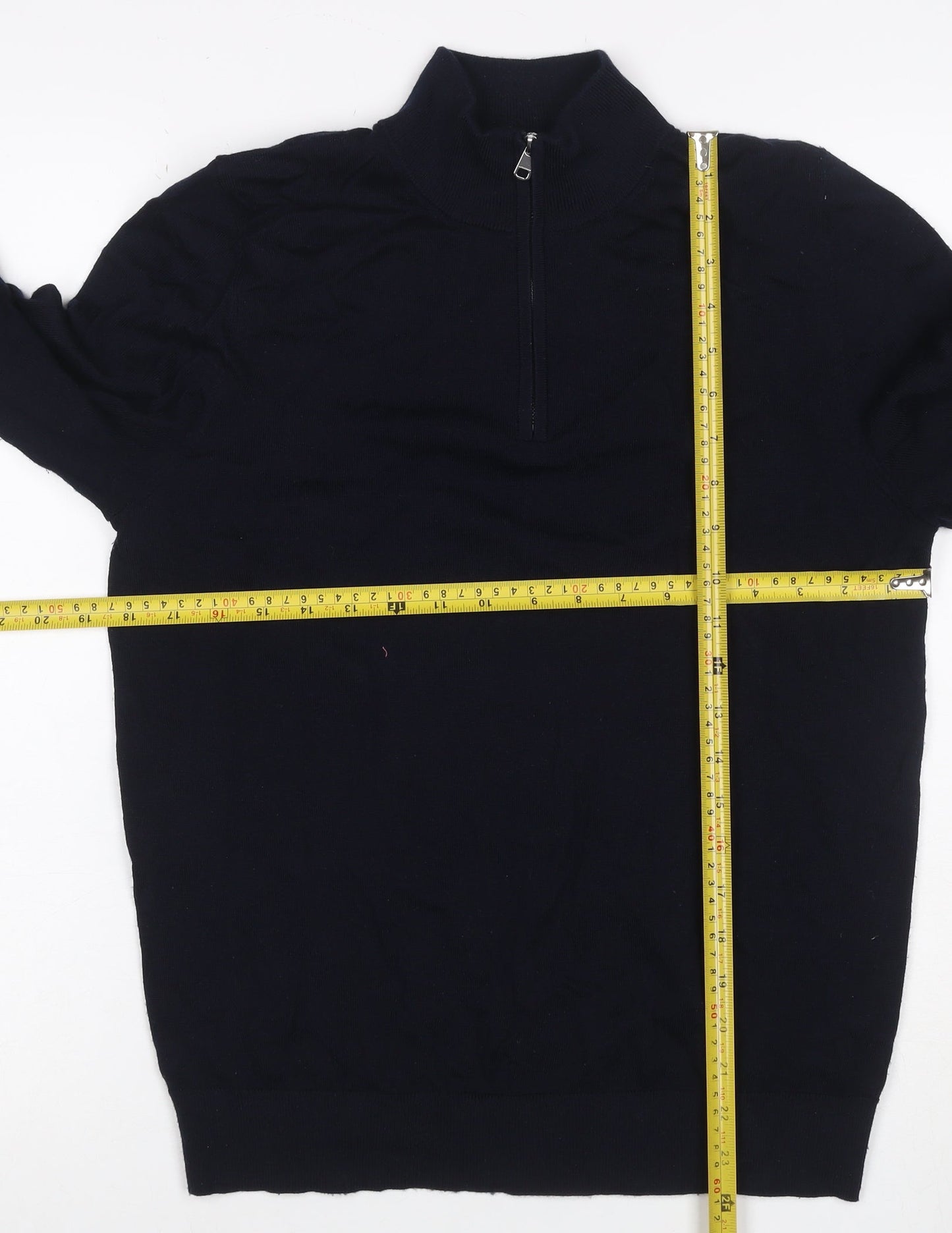 Autograph Men’s Black S Merino Wool 1/4 Zip High Neck Jumper