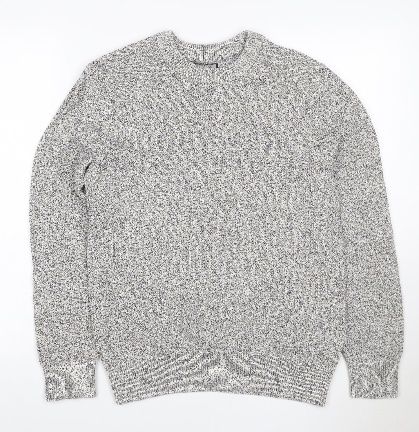 Next Men's Grey Marl Cotton Knit Crew Neck Pullover Jumper Size S
