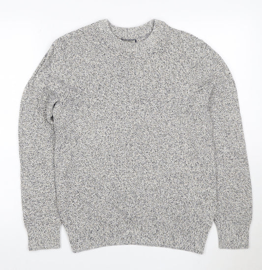 Next Men's Grey Marl Cotton Knit Crew Neck Pullover Jumper Size S