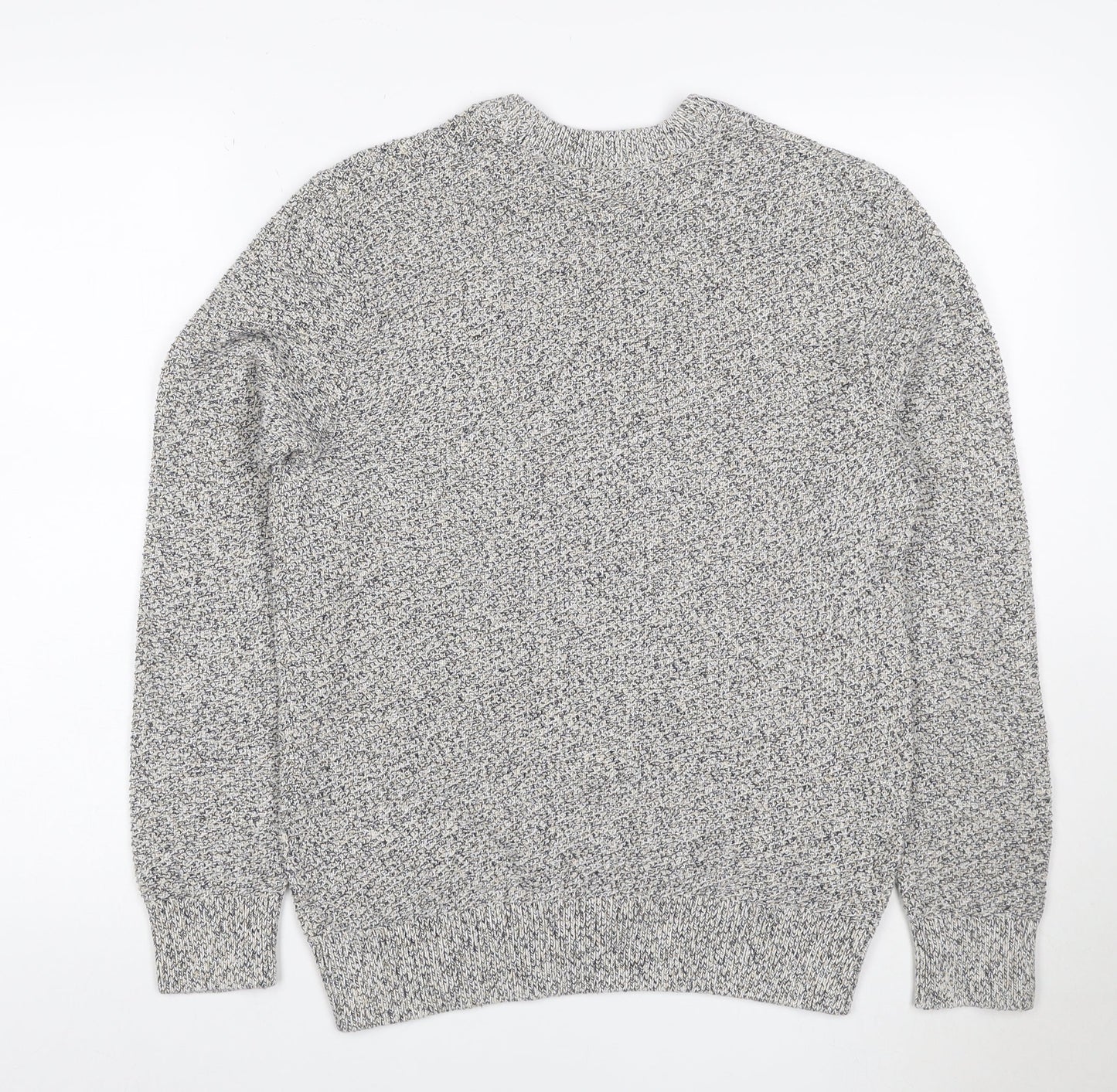 Next Men's Grey Marl Cotton Knit Crew Neck Pullover Jumper Size S