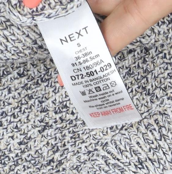 Next Men's Grey Marl Cotton Knit Crew Neck Pullover Jumper Size S