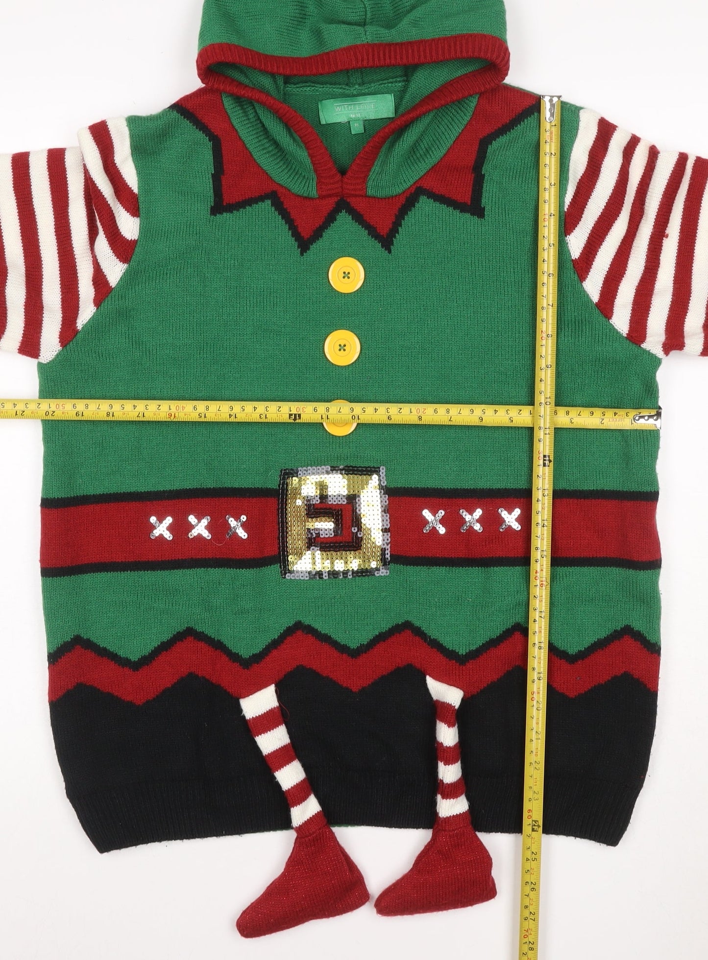 Next Women Multicoloured UK 16 Hooded Elf Christmas Henley Jumper