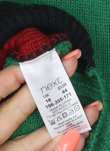 Next Women Multicoloured UK 16 Hooded Elf Christmas Henley Jumper