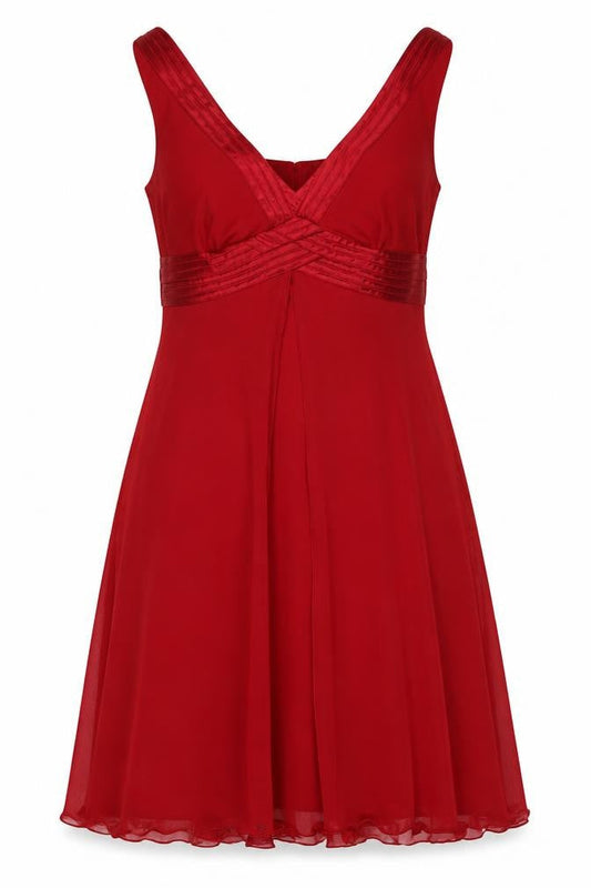 Debenhams Women Red UK 12 Petite A-Line Long Chiffon Evening Dress