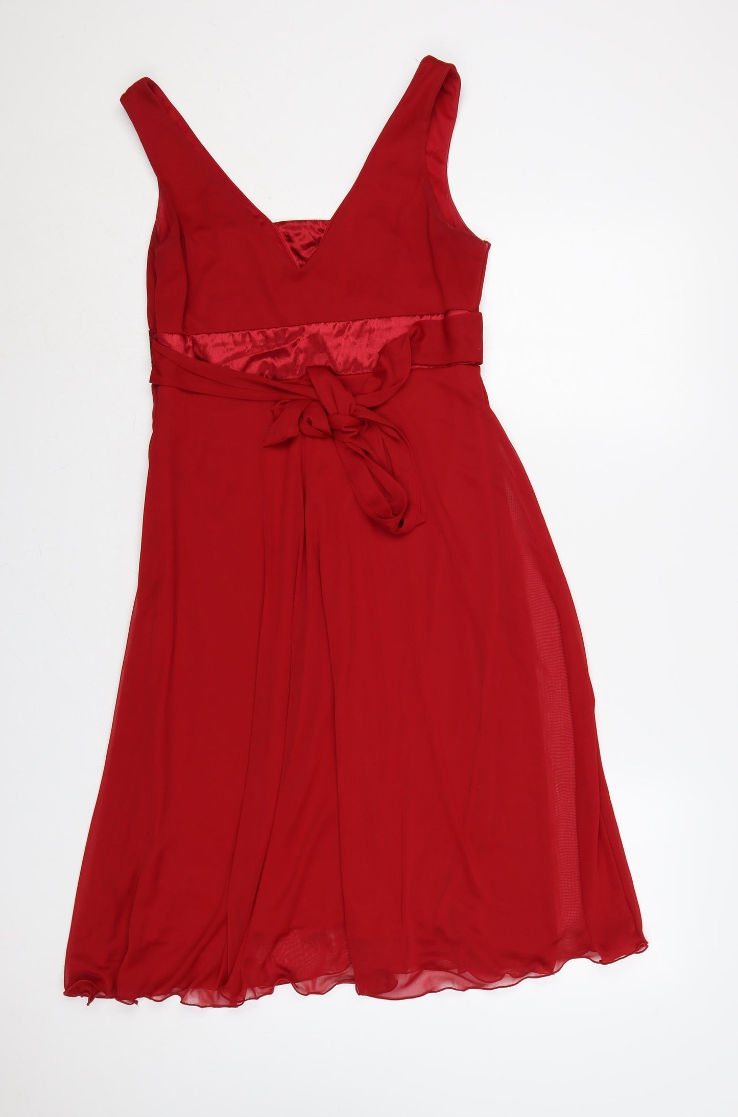 Debenhams Women Red UK 12 Petite A-Line Long Chiffon Evening Dress