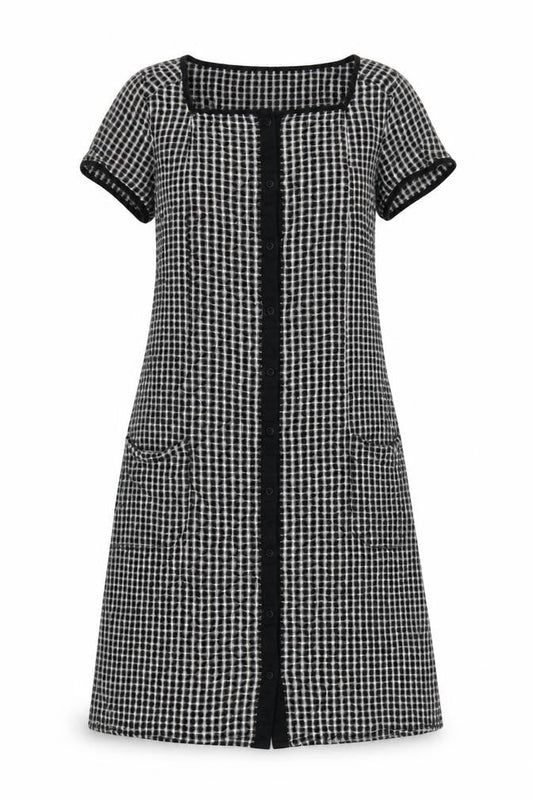 Gap Women Black Check Fit & Flare Knee Length Dress UK 4