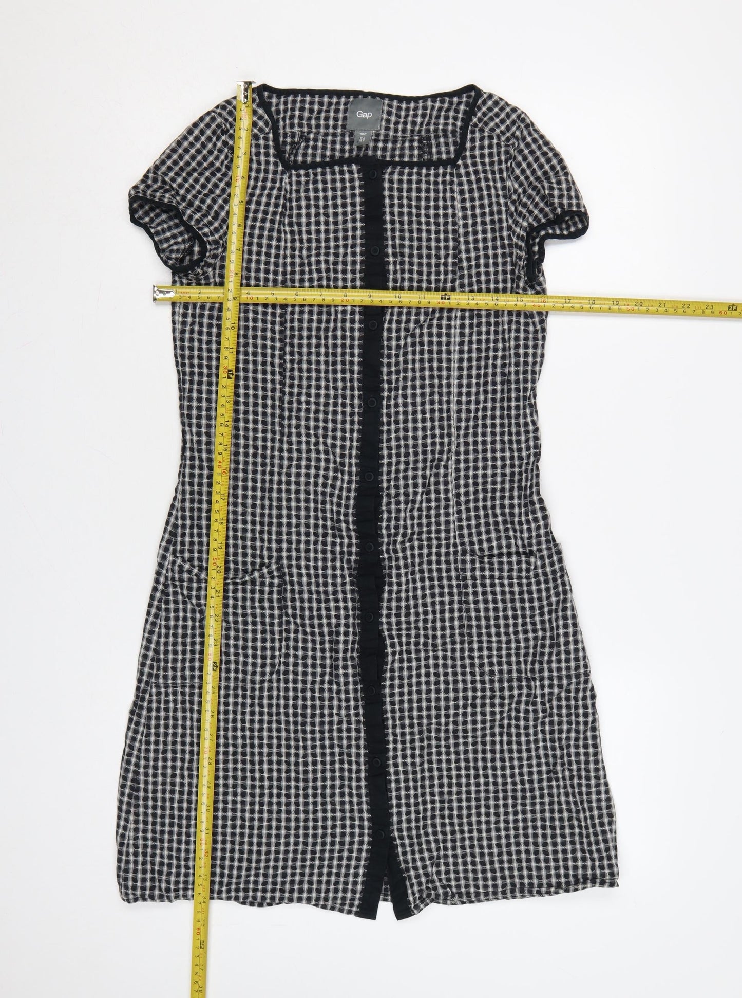 Gap Women Black Check Fit & Flare Knee Length Dress UK 4