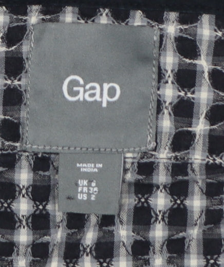 Gap Women Black Check Fit & Flare Knee Length Dress UK 4