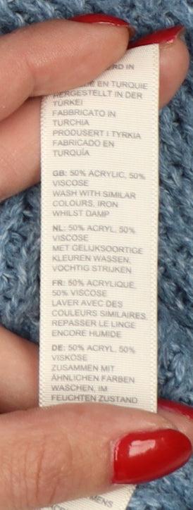Fat Face Women Blue UK 12 Open Knit V-Neck Cardigan Pockets