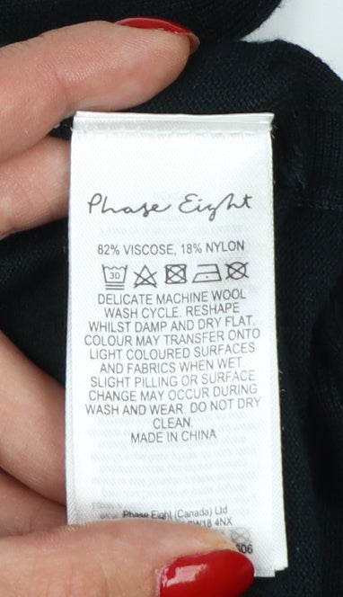 Phase Eight Women Black UK 8 Longline Open Knit Cardigan Collared