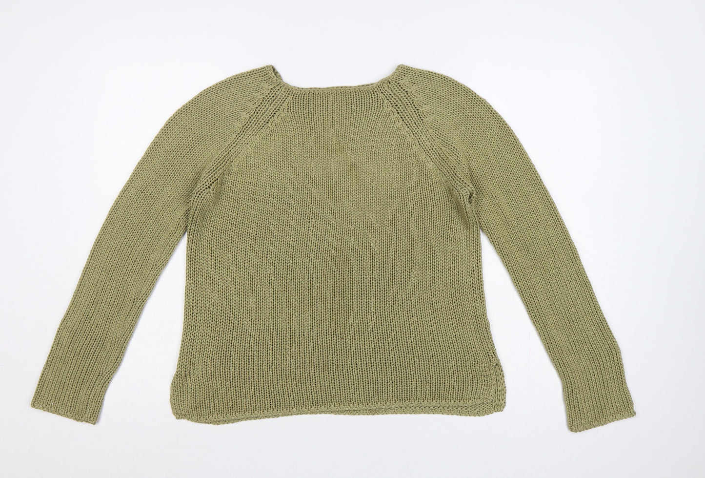 Marks & Spencer Women Green M 12-14 Chunky Knit Raglan Jumper