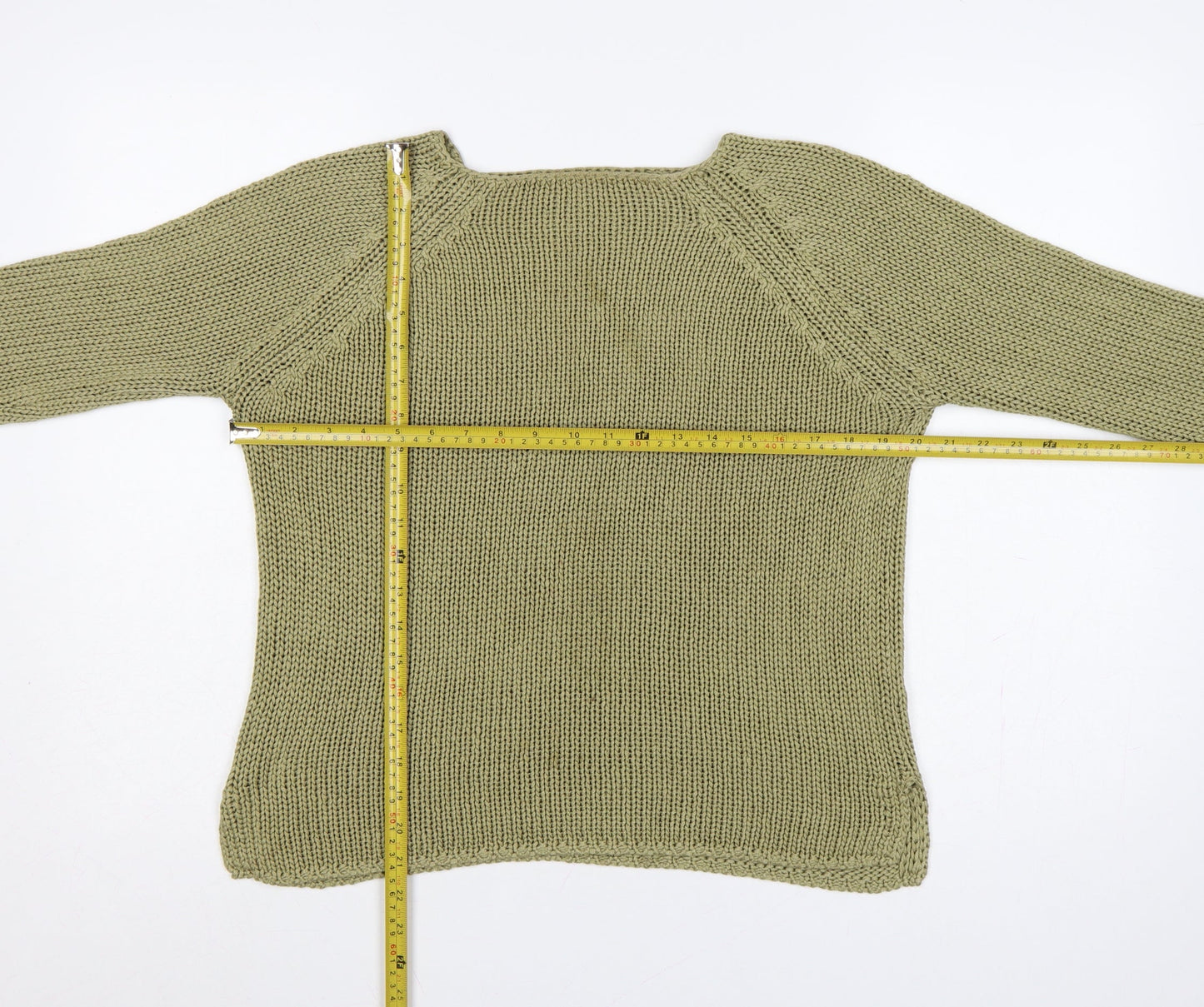 Marks & Spencer Women Green M 12-14 Chunky Knit Raglan Jumper