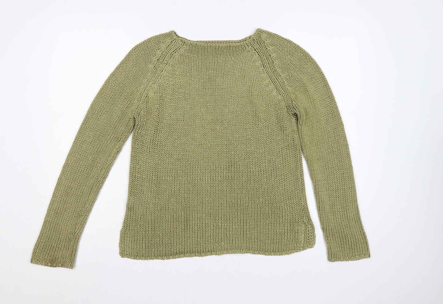 Marks & Spencer Women Green M 12-14 Chunky Knit Raglan Jumper