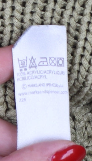 Marks & Spencer Women Green M 12-14 Chunky Knit Raglan Jumper