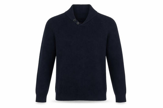 Next Men’s Blue Cotton Shawl Collar Button Pullover Jumper L