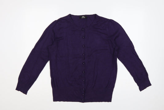 Marks & Spencer Women Purple UK 16 Button Cardigan Viscose Knit