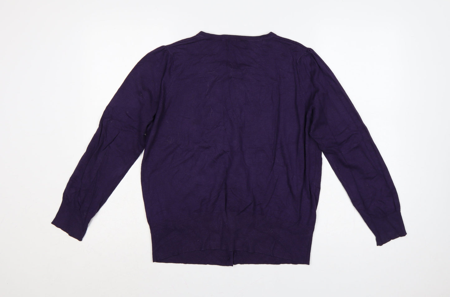 Marks & Spencer Women Purple UK 16 Button Cardigan Viscose Knit