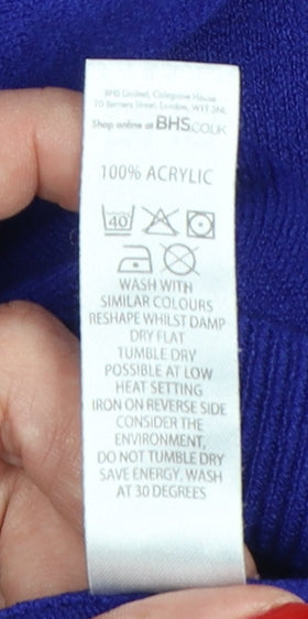 BHS Women Blue Size 14 Button Front Round Neck Knit Cardigan