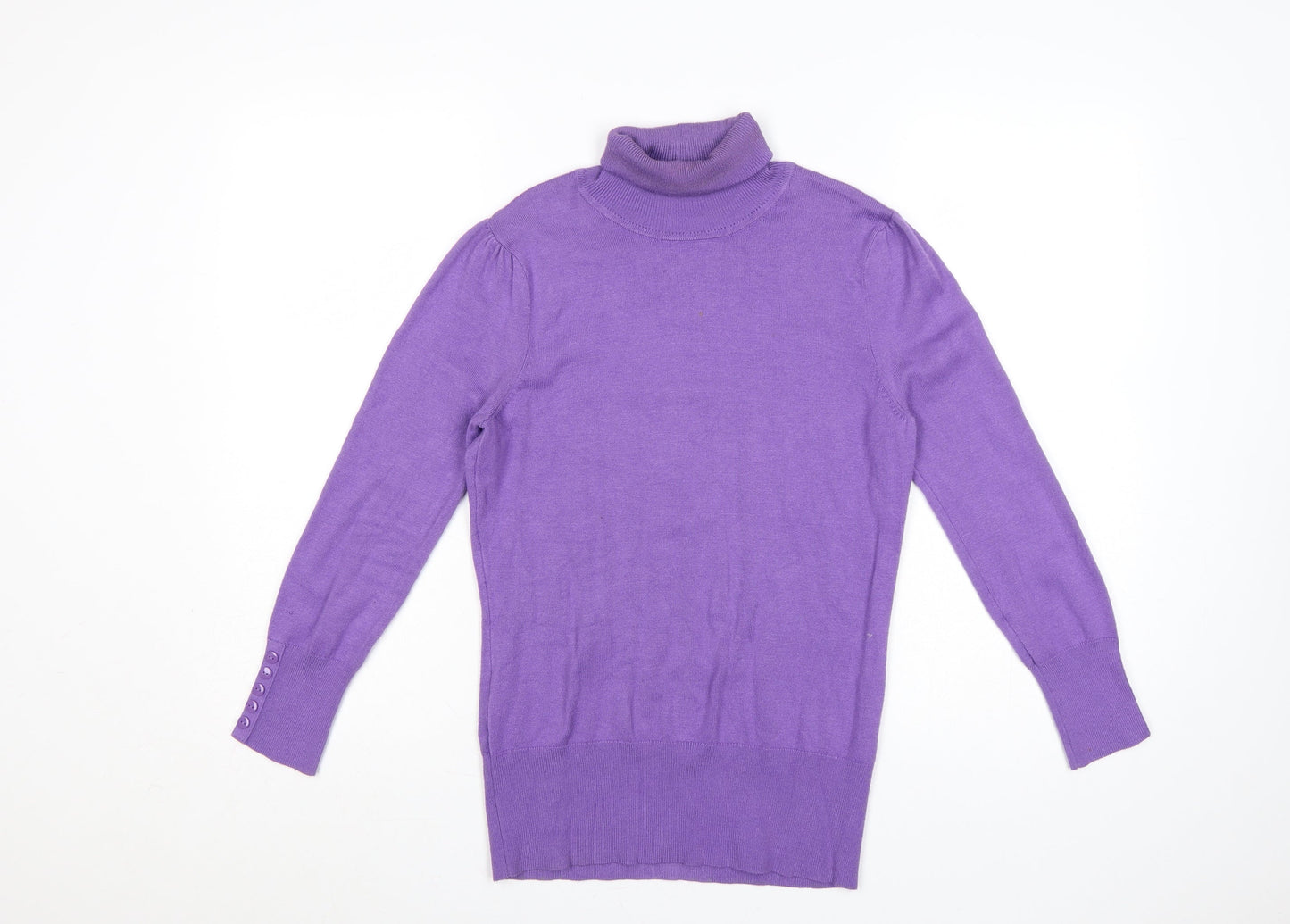 Wallis Women Purple Size 10 Roll Neck Tunic Jumper Viscose Knit