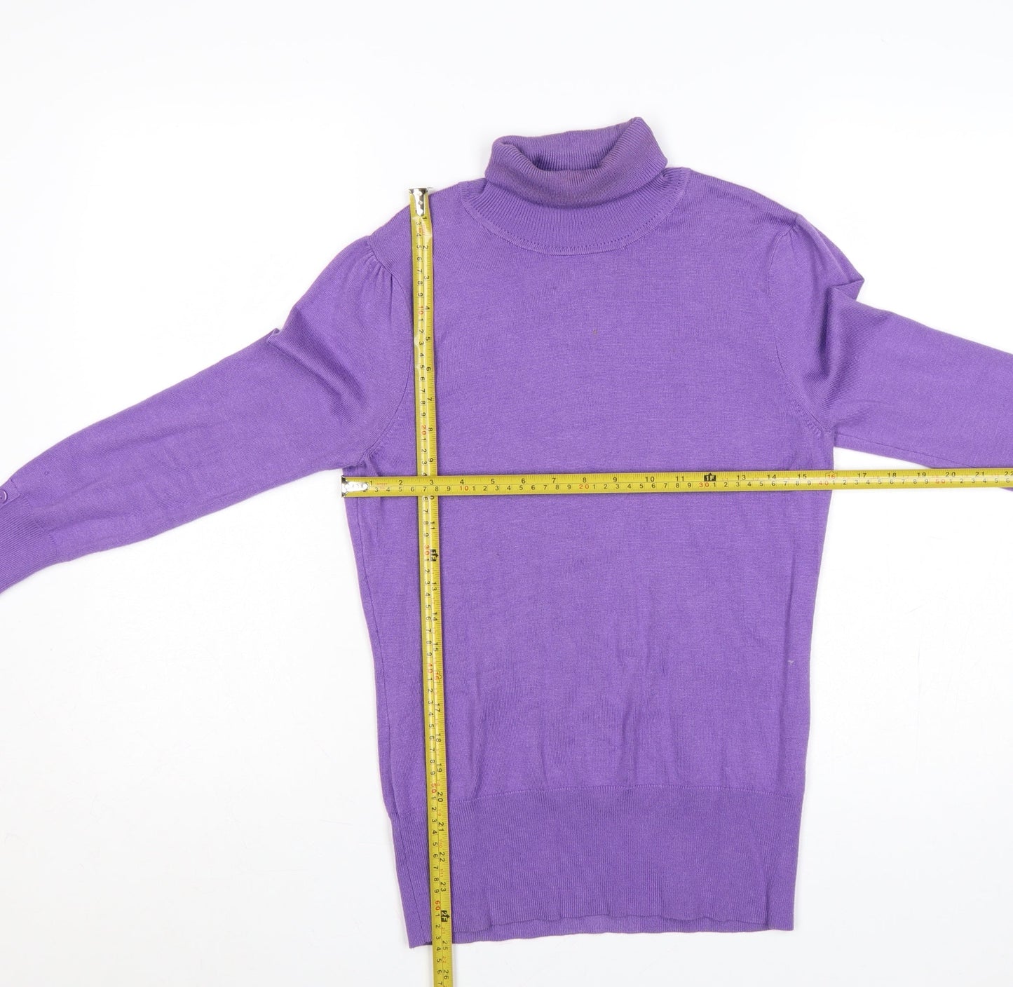 Wallis Women Purple Size 10 Roll Neck Tunic Jumper Viscose Knit