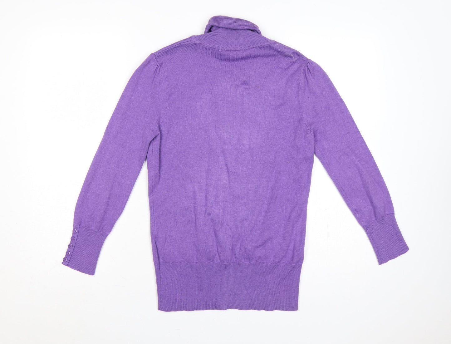 Wallis Women Purple Size 10 Roll Neck Tunic Jumper Viscose Knit