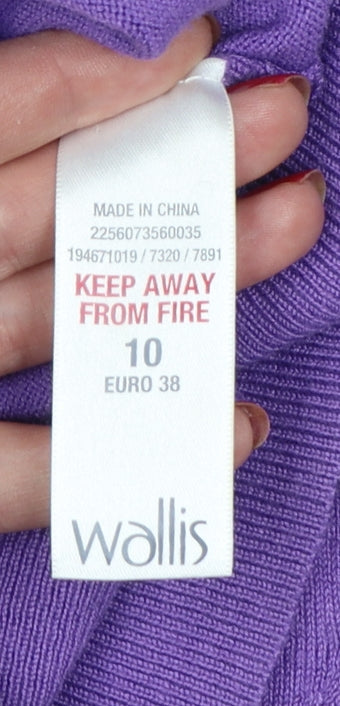 Wallis Women Purple Size 10 Roll Neck Tunic Jumper Viscose Knit