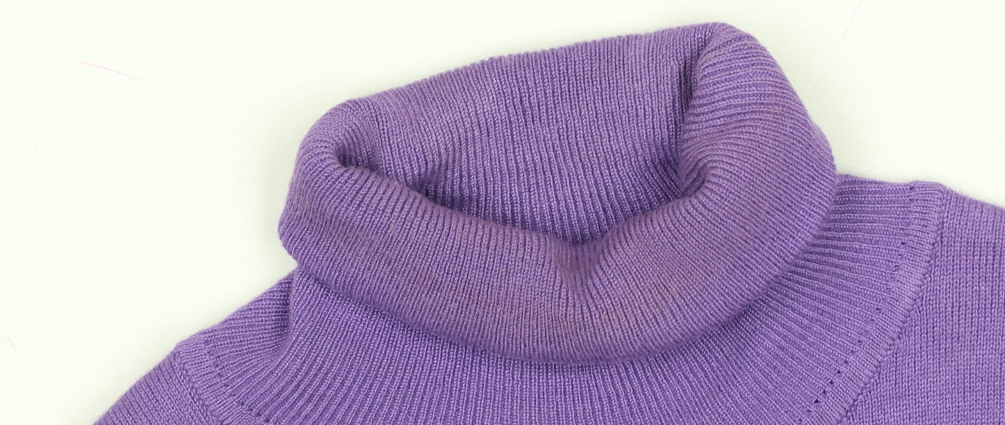 Wallis Women Purple Size 10 Roll Neck Tunic Jumper Viscose Knit