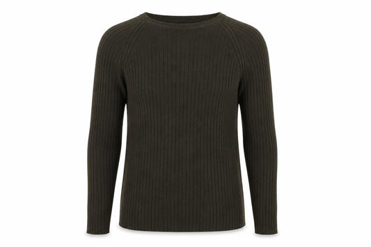 Zara Man Men Green Ribbed Crew Neck Slim Pullover Jumper M