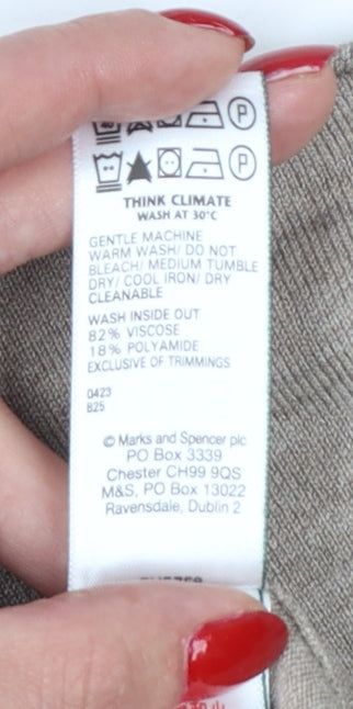 Marks and Spencer Women Beige Size 12 Viscose Blend Button Cardigan