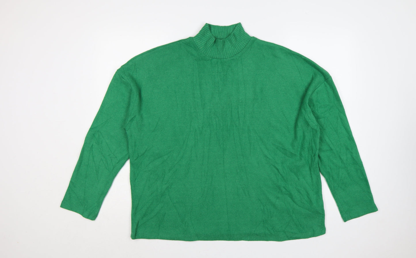 F&F Women Green L High Neck Long Sleeve Knit Jumper