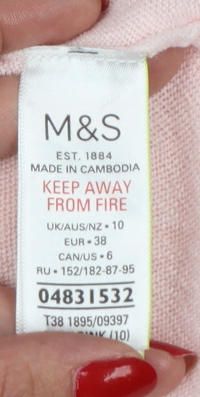 Marks and Spencer Women Pink Size 10 Crew Neck Knit Jumper