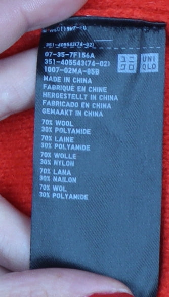 Uniqlo U Women’s Red L Wool Blend Crew Neck Knit Jumper